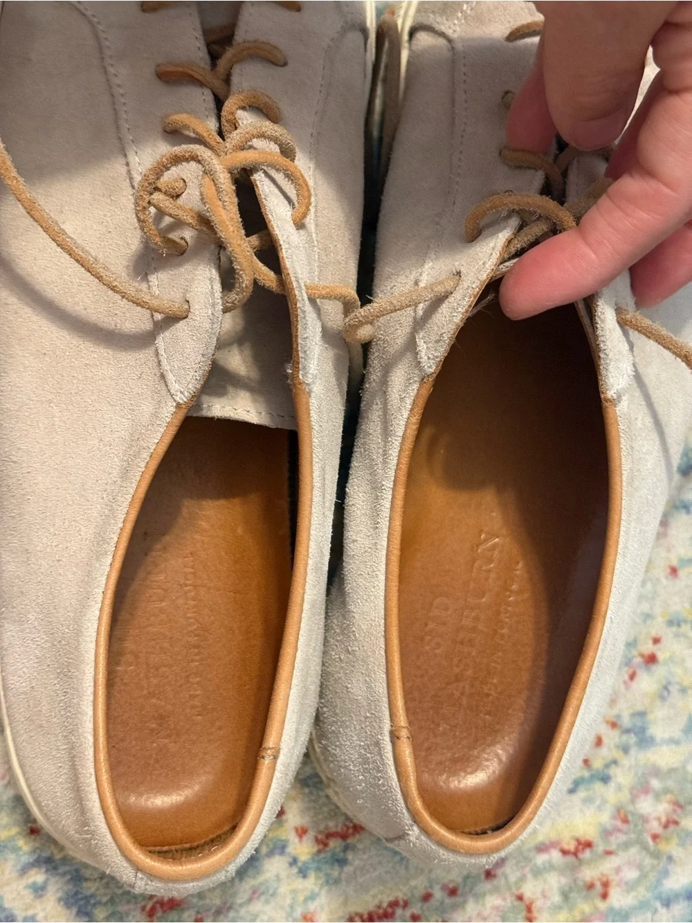 Sid Mashburn Men’s Beige Ivoey Suede Lace Up Low Top Sneakers Us Size 9